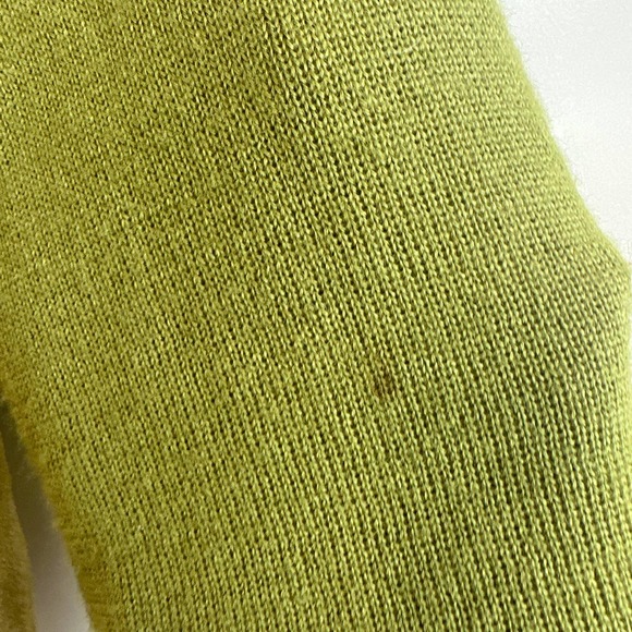 StoneBridge Chartreuse Leather and Wool Blend Single Closure Rustic, Boho Coat - Picture 4 of 7